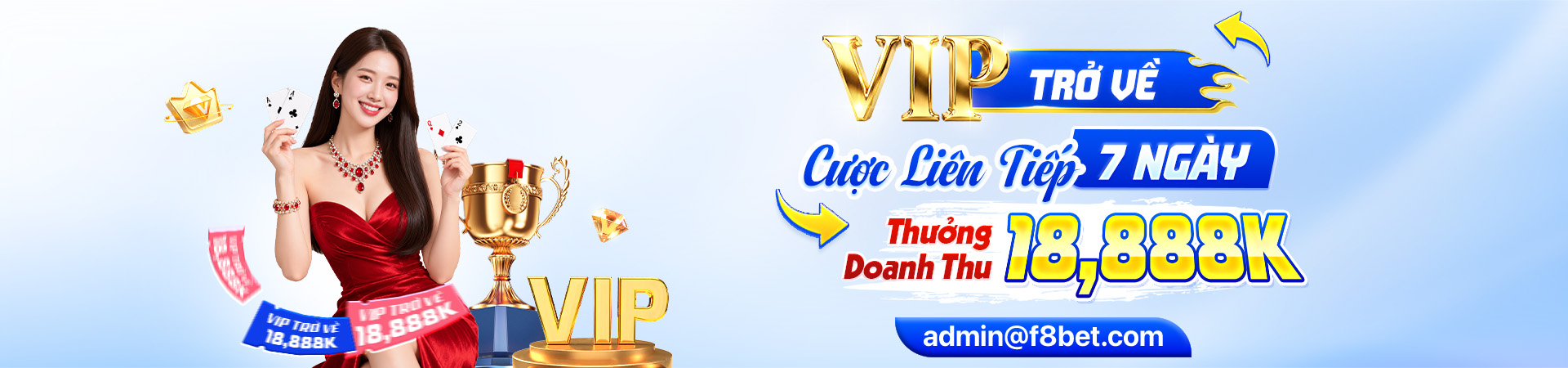 sự kiện vip trở về tặng 8888k tại f8bet casino